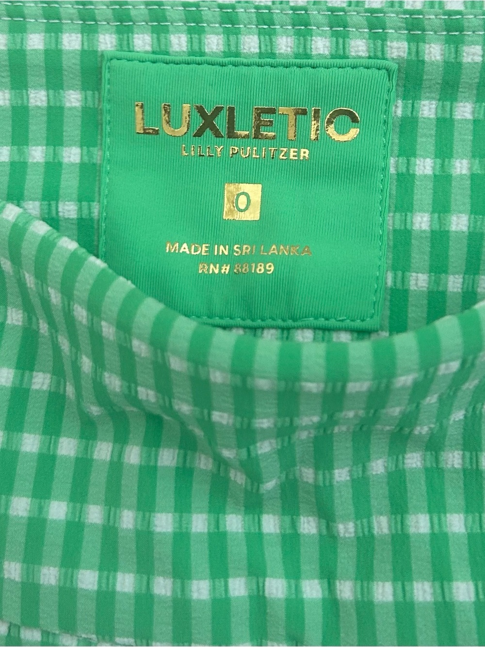 NWT Lily Pulitzer Luxletic 0 Women’s Green Gingham Stretch Flare Pants Pockets - Picture 4 of 5